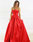 red satin corset bustier dress