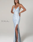 Scala 60116 ice blue prom dress