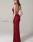 Scala 60116 red sequins prom dress