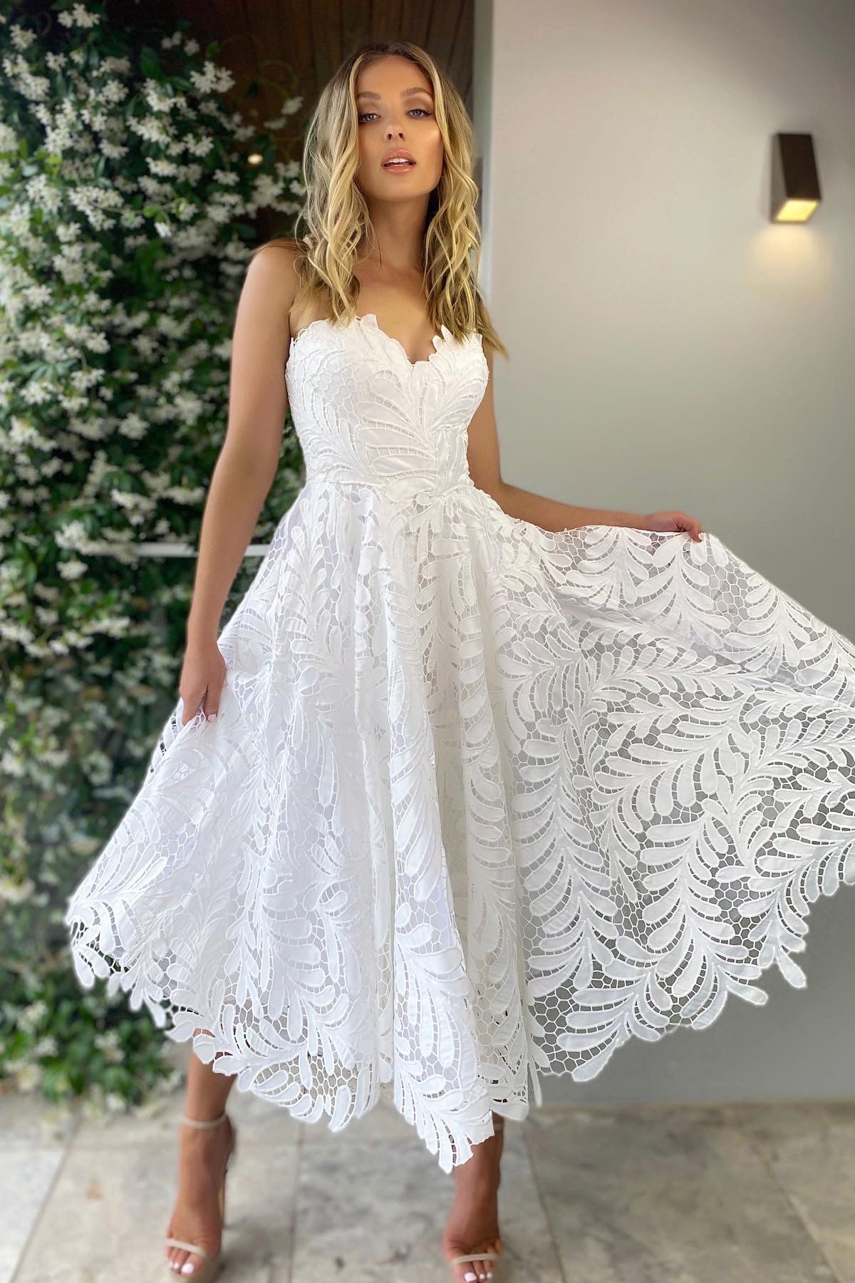Buy Tea Length Wedding Dress Short Wedding Dress Lace Midi Online in India  