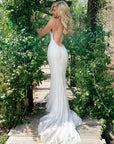 low back fitted lace bridal gown
